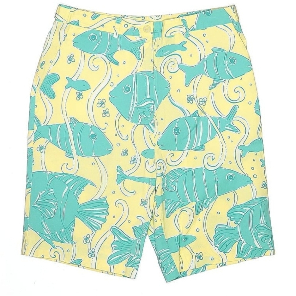 Lilly Pulitzer Yellow and Blue Fish Print Shorts
